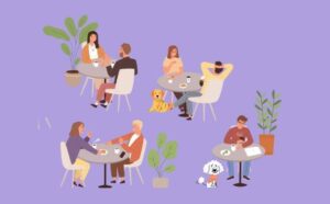 en terrasse avec un chien